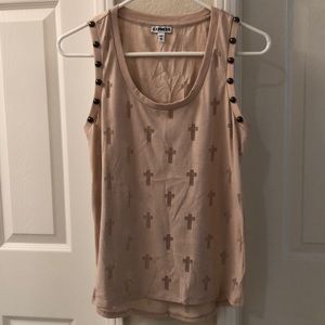 Blush Pink Tank with Crosses